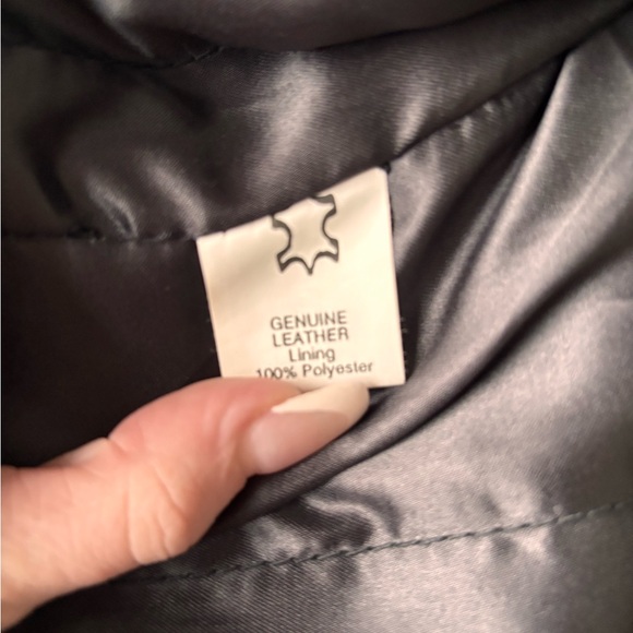 Black Leather Jacket with Red Accents - Picture 5 of 5